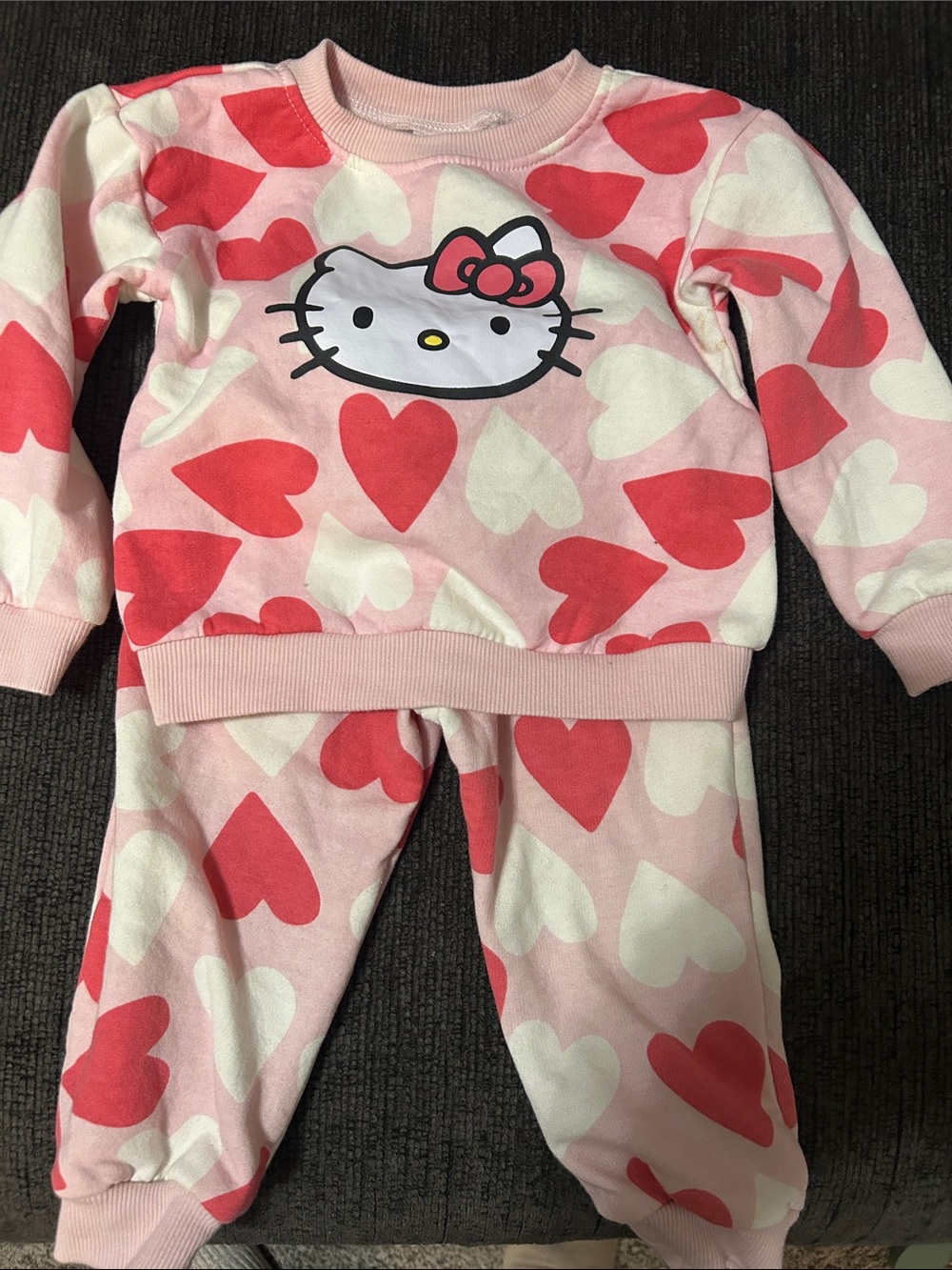 Hello Kitty Pink Heart Print Pajama Set